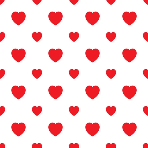 Tile Vector Seamless Pattern Red Hearts White Background — Stock Vector