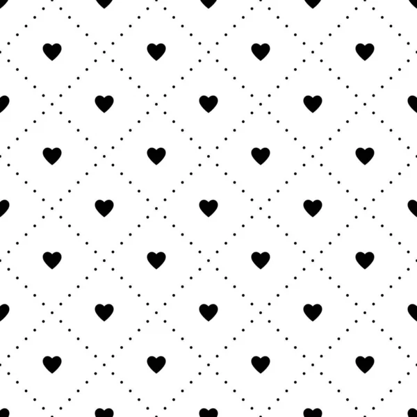 Herznahtloses Muster Schwarzes Endloses Herzmuster Auf Weißem Hintergrund Vektorillustration Valentinstag — Stockvektor