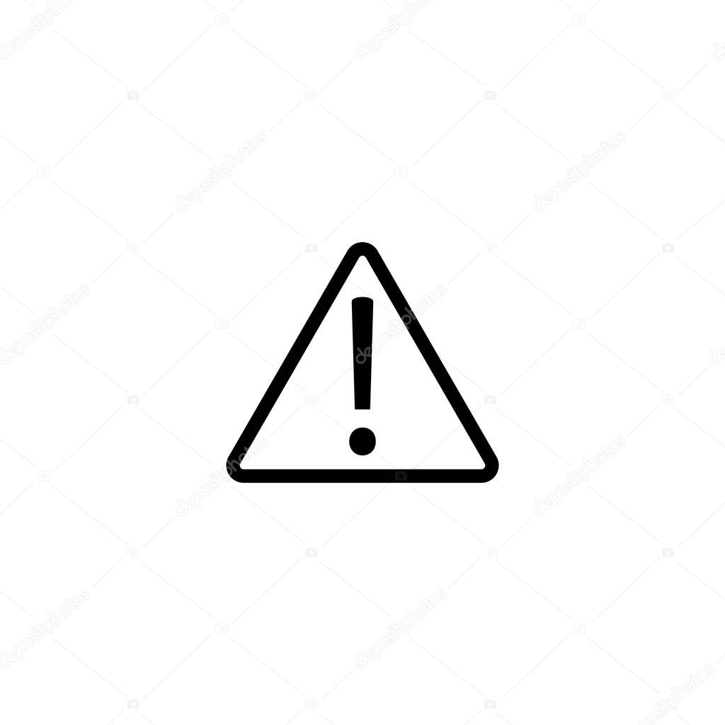 Danger sign vector icon. Attention caution illustration on white background.