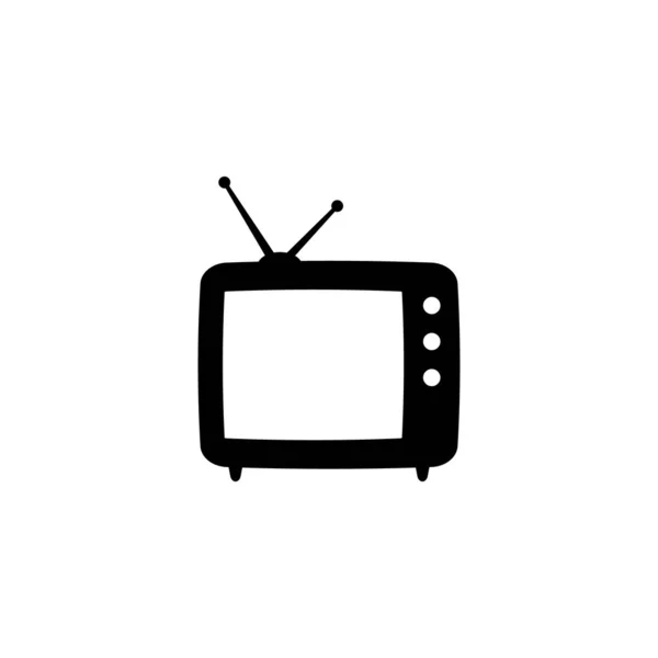 Ρετρό Εικονίδιο Τηλεόρασης Επίπεδη Στυλ Μαύρο Και Άσπρο Ρετρό Εικονίδιο — Διανυσματικό Αρχείο