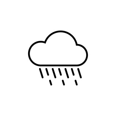 Renkli düz stil yağmur simgesi gri arkaplanda izole edildi. Web siteniz için bulut yağmuru sembolü, logo, uygulama, UI. Modern hava durumu fırtına işareti.