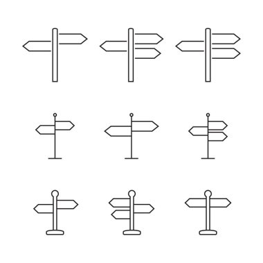İşaret direği simgesi, yön çizgisi simgesi izole, düzenlenebilir vuruş ayarlandı.