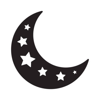 Moon and stars icon, vector isolated