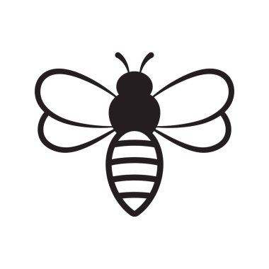 Arı simgesi, bal arısı beyaz arkaplanda