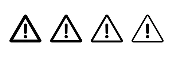 Satz Von Warnsymbolen Mit Ausrufezeichen Dreieckige Zeichen Mit Unterschiedlicher Linienstärke — Stockvektor