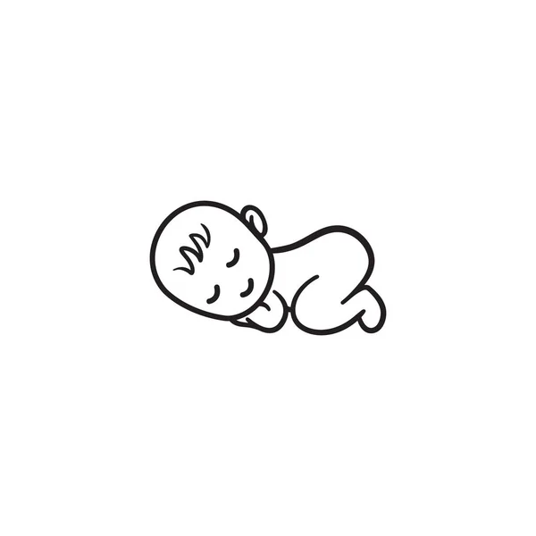 Икона Спящего Ребенка Симпатичный Простой Силуэт Векторная Иллюстрация — стоковый вектор
