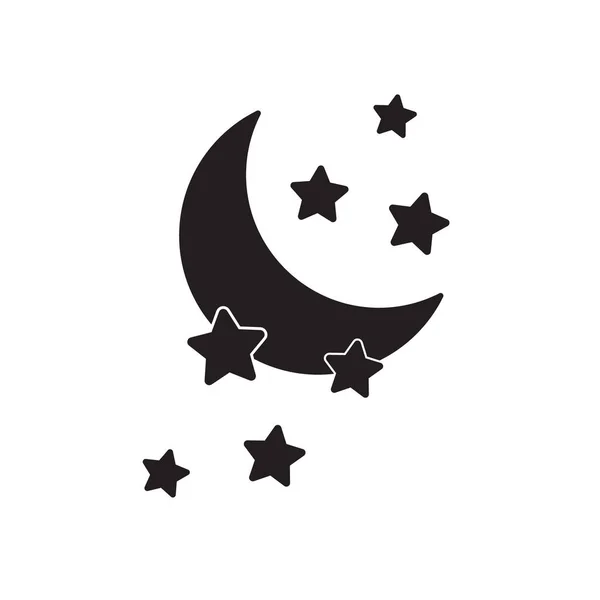 Księżyc Ikoną Gwiazdy Białym Tle Symbol Dobranocki Ikona Nocy Minimalistyczny — Wektor stockowy