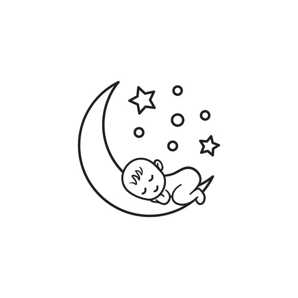 Bambino Dorme Sulla Luna Bambino Che Dorme Sulla Luna Illustrazione — Vettoriale Stock