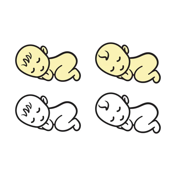 Sleeping Baby Icon Cute Simple Silhouette Vector Illustration — Stock Vector