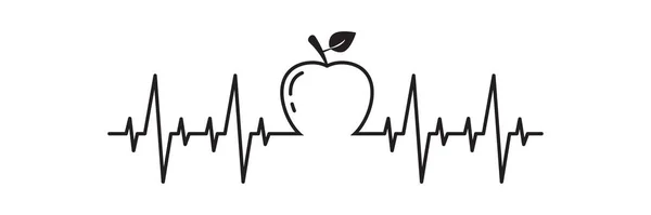 Apple Herzschlag Lehrer Vektor Zurück Zur Schule — Stockvektor