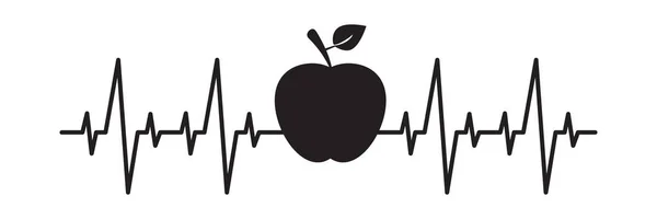 Latido Del Corazón Apple Vector Maestro Escuela Vuelta Escuela — Archivo Imágenes Vectoriales