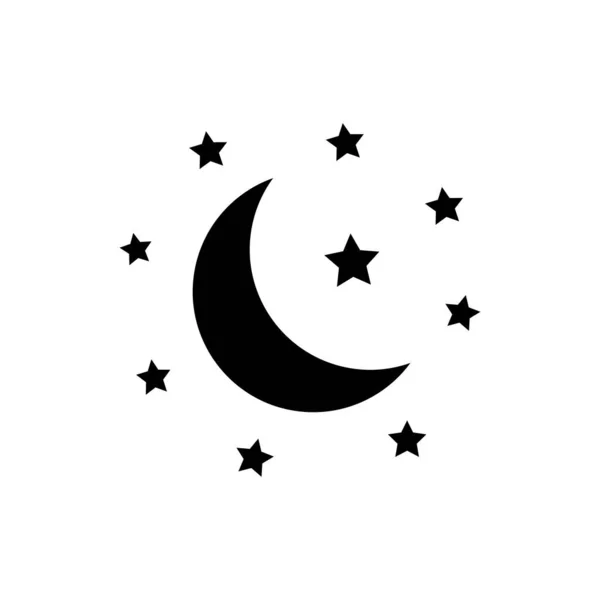 Měsíc Ikonou Hvězdy Bílém Pozadí Symbol Večerky Noční Ikona Minimalistický — Stockový vektor