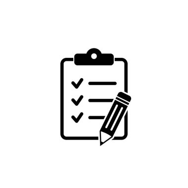 Pano kalem, Checklist kalem vektör simgesi. Grafik ve web tasarımı için siyah illüstrasyon beyaz arkaplanda izole edildi.