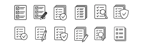 Conjunto Iconos Lista Verificación Símbolo Para Diseño Del Sitio Web — Vector de stock