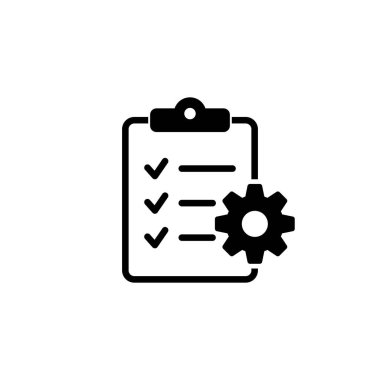 Vites izole edilmiş simgesi olan pano. Teknik destek kontrol listesi simgesi. Yönetim düz simge konsepti. Yazılım geliştirme.