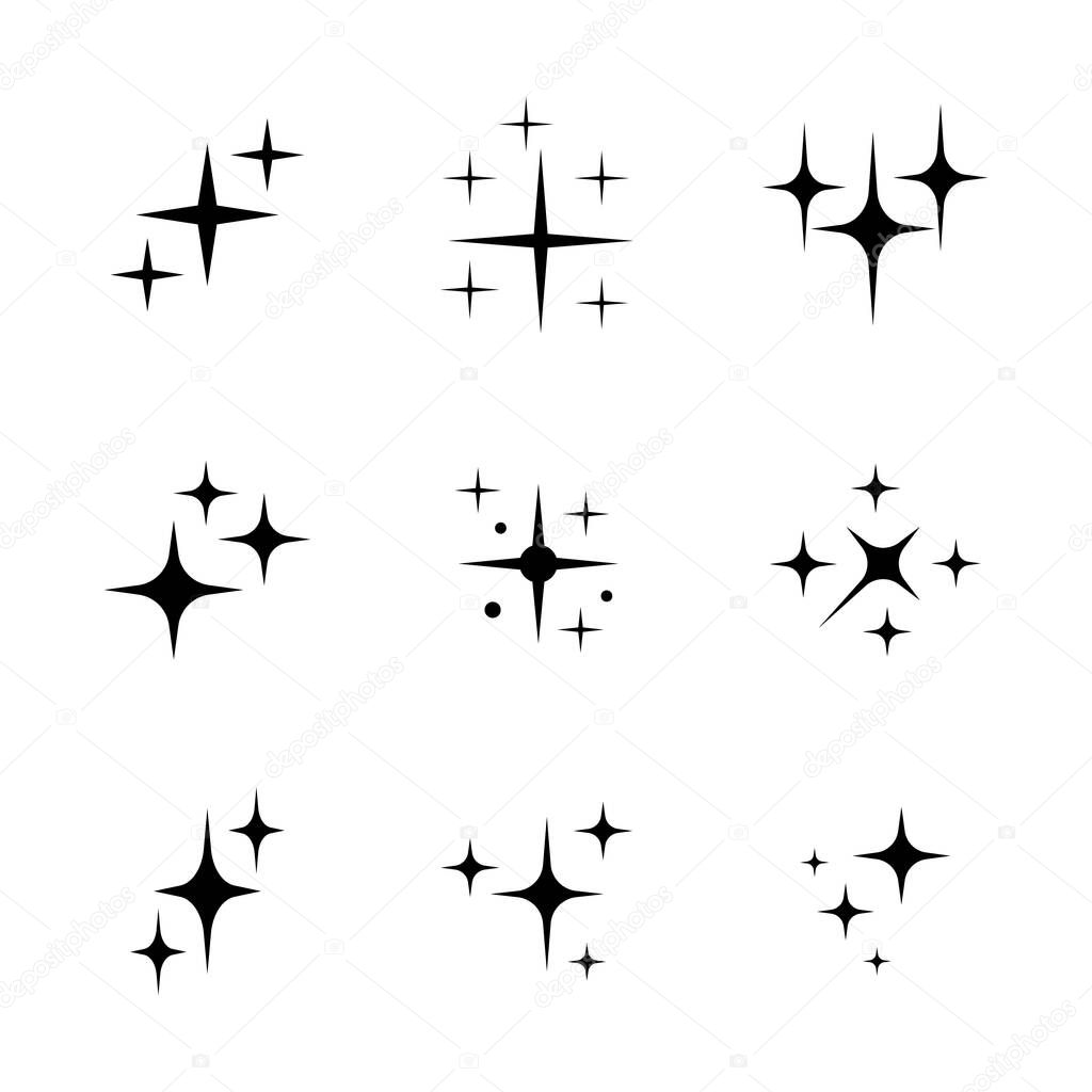 Twinkling stars. Sparkles, shining burst. Christmas vector symbols isolated. Star icons.