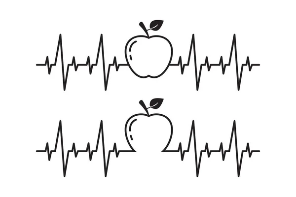 Batimento Cardíaco Apple Vetor Professor Escola Volta Escola — Vetor de Stock