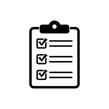 Kontrol listesi simgesi düz biçimi arkaplanda izole edildi. Web sitesi ve uygulama tasarımı için işaretleme listesi işareti.