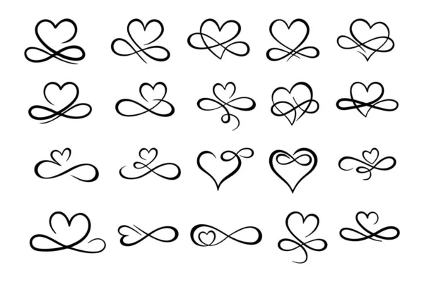 Infinity Love Symbol Hand Drawn Heart Ornate Decorative Flourishes — Stock Vector