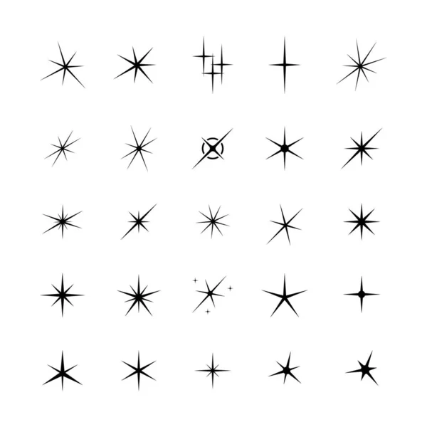 Искры Звезды Вспышки Икон Светящаяся Звезда Свечения Эффекта Мерцающие Звезды — стоковый вектор