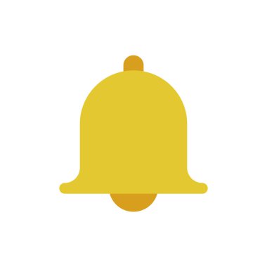 Çan simgesi vektörü. Beyaz arkaplanda izole edilmiş basit sarı simge.