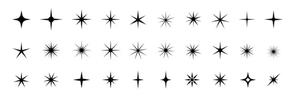 Искры Звезды Вспышки Икон Светящаяся Звезда Свечения Эффекта Мерцающие Звезды — стоковый вектор