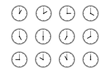 Saat simgesi seti, izole edilmiş simgeler