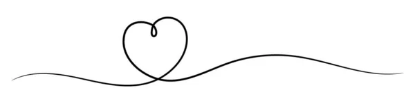 Doodle Corazón Dibujado Por Una Línea Continua Dibujo Mano Alzada — Vector de stock