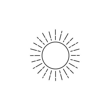 Doğrusal güneş logosu, Retro Sun Ray, Güneş Patlaması Amblemi, Günışığı Logosu, İzole Vektör Resimleri