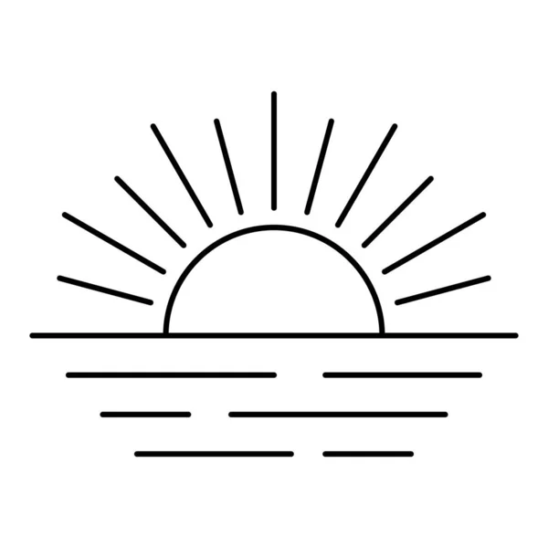 Sunset Icon Sunrise Icon Sunburst Sun Ocean Icon — Stock Vector