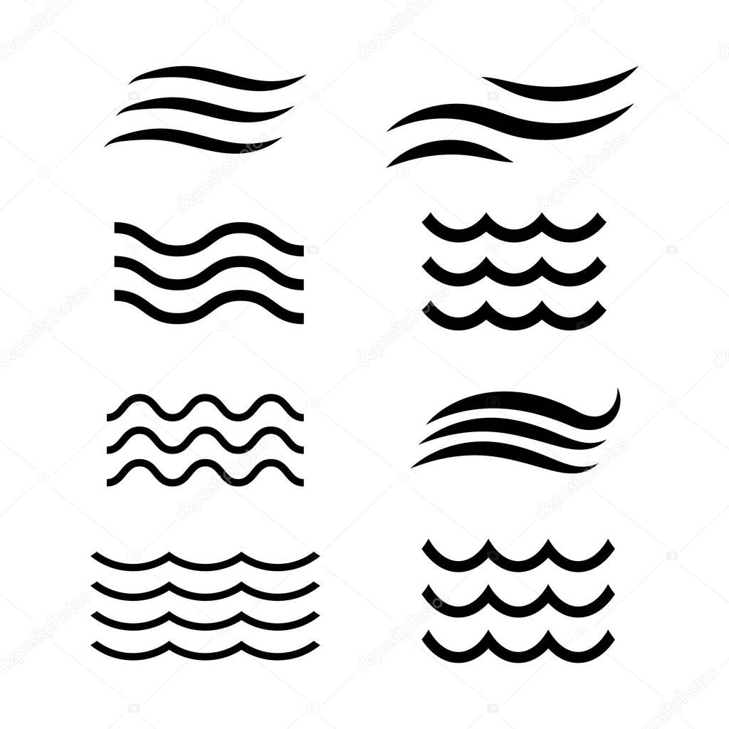 Wave icon. Sea waves logo symbol, ocean design.