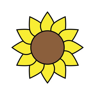 Ayçiçeği simgesi, düz biçim vektöründe sarı ayçiçeği izole edilmiş