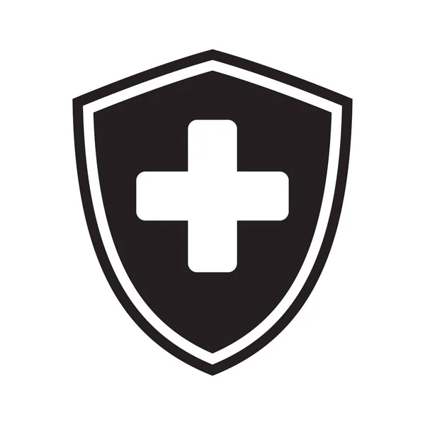 Icono Del Sistema Inmunológico Cruz Médica Escudo Vector — Vector de stock