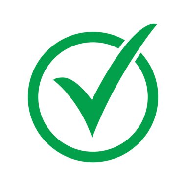 Yeşil tik simgesi vektör sembolü, beyaz arkaplanda izole edilmiş onay işareti