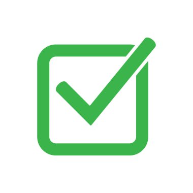 Yeşil tik simgesi vektör sembolü, beyaz arkaplanda izole edilmiş onay işareti