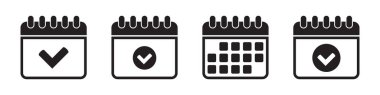 Calendar Icon Set  Calendar with Checkmark, Productivity and Task Management Symbol, Vector Illustration