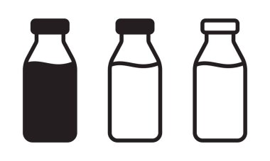 Milk Jar and Bottle Icons  Dairy Drink Symbol, Flat Vector Illustration