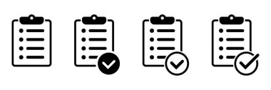 Clipboard with Checkmark Icon Set  Task List, Checklist, and Productivity Symbols, Vector Illustration