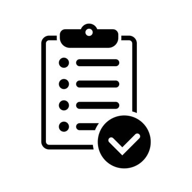 Clipboard with Checkmark Icon  Task List and Completed Checklist Symbol, Vector Illustration