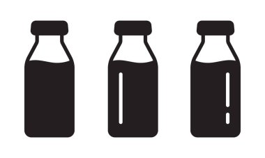 Milk Jar and Bottle Icon Set  Dairy Product and Beverage Symbols