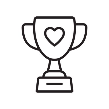 Trophy Cup with Heart Icon  Love and Achievement Symbol.