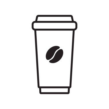 Kağıt Kahve Kupa Simgesi Atılabilir Kupa Sembolü, İçecek ve Paket Vektör İllüstrasyonu