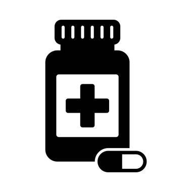 İlaç Şişesi ve İlaç Simgesi, Sağlık ve Eczane Sembolü.