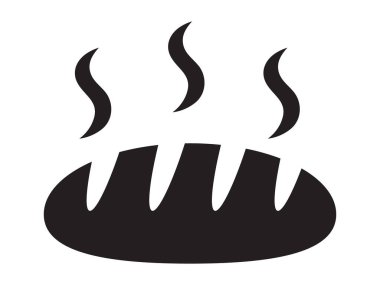 Ekmek Loaf Düz Simgesi Buharı Taze Ekmek Sembolü, Fırın ve Gıda Vektörü İllüstrasyonu.