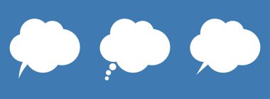 Beyaz Konuşma ve Düşünce Baloncuğu Simgesi - Boş Sohbet ve Düşünce Bulutu Sembolü, İletişim Tasarımı Elementi.
