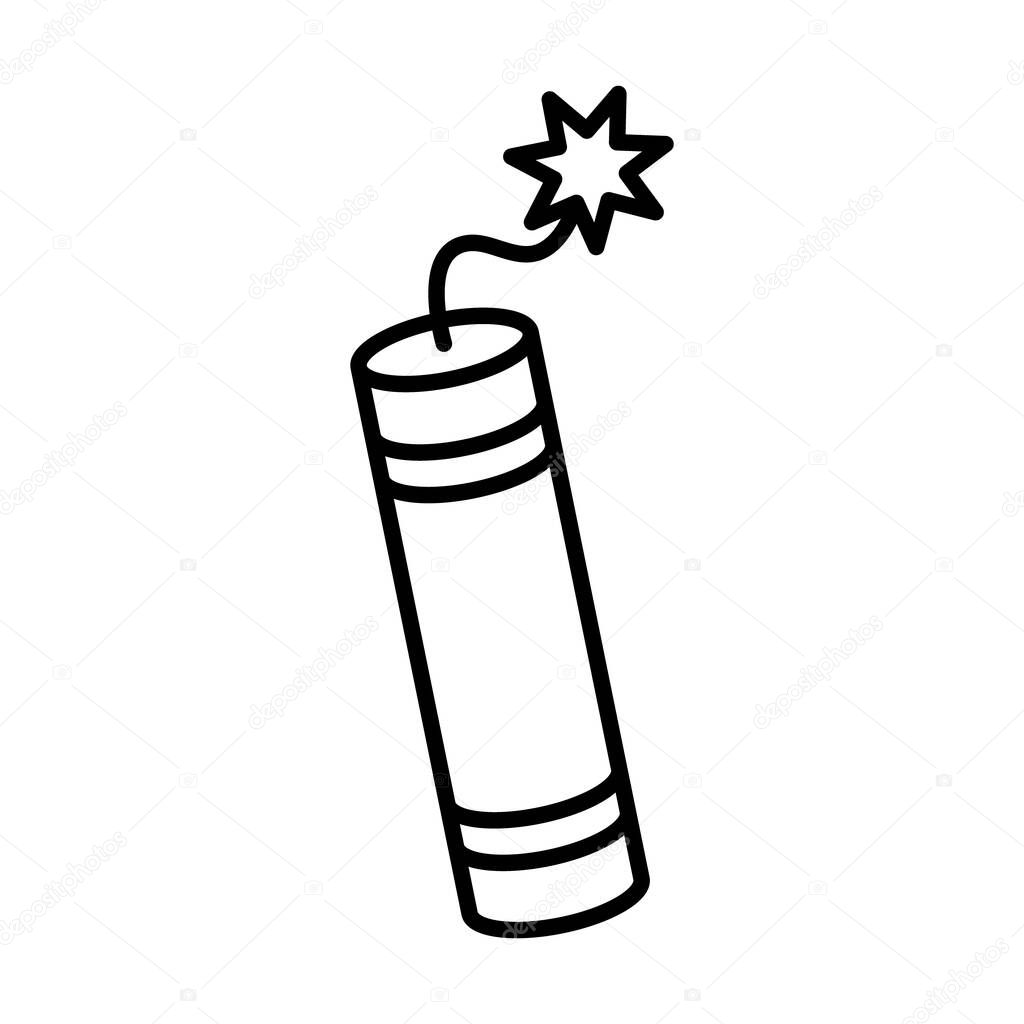 Dynamite Line Icon - Explosive Stick Symbol, Danger and Detonation Outline Icon.