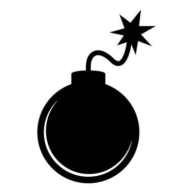 Yanan Fünye Simgesiyle Yuvarlak Bomba Simgesi Bombası.