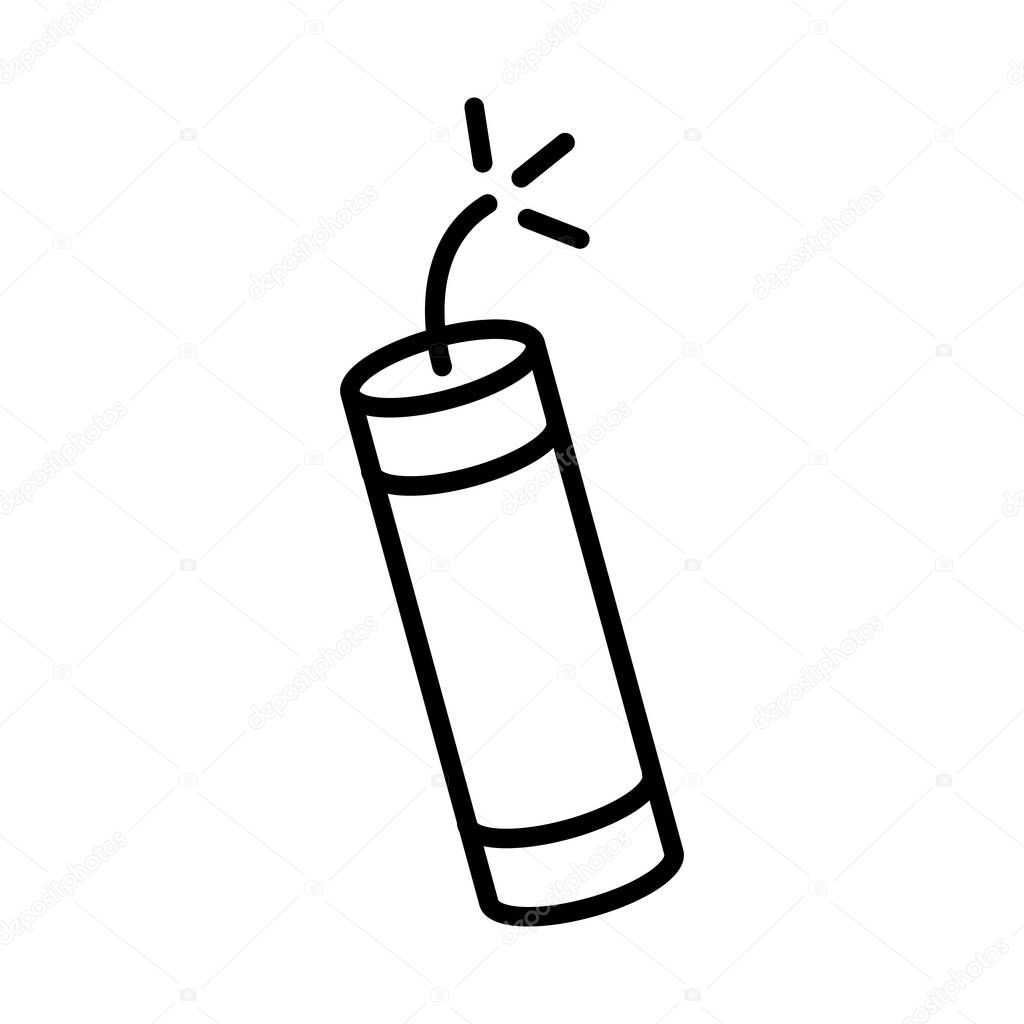 Dynamite Line Icon  Explosive Stick and Danger Symbol, Detonation Outline Sign.