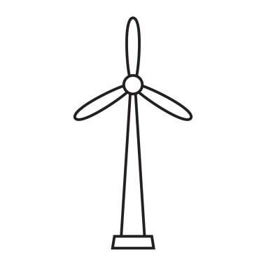 Rüzgar Enerji Hattı Simgesi Asgari Rüzgar Türbini Yeşil Güç ve Sürdürülebilirlik Sembolü.