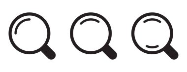 Arama Simgesi Kümesi, Büyüteç ve Loupe Sembolleri Koleksiyonu